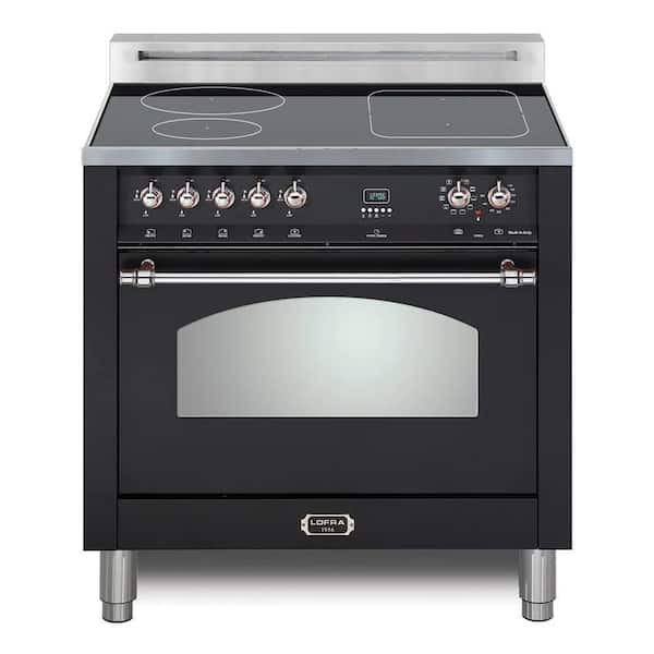 Dolcevita Series 30 in. 4 Elements Freestanding Induction Range in Matte Black with Chrome Trim