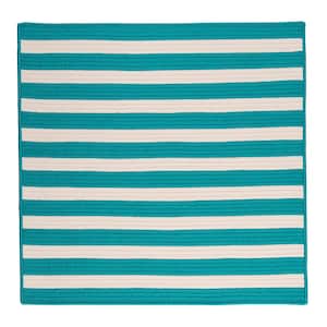 Baxter Turquoise 4 ft. x 4 ft. Square Braided Indoor/Outdoor Patio Area Rug