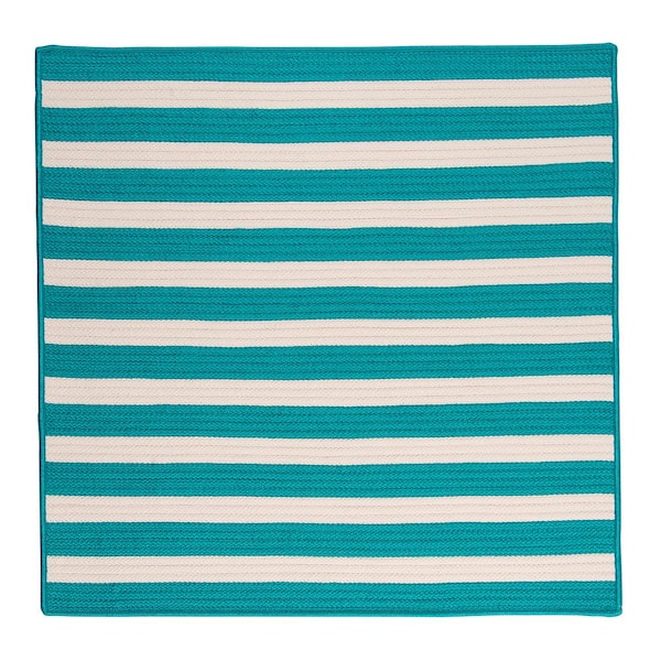 Home Decorators Collection Baxter Turquoise 6 ft. x 6 ft. Square Braided Indoor/Outdoor Patio Braided Area Rug