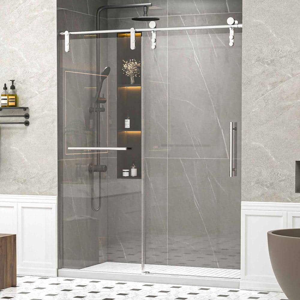 【真作】クリストファーイーガン shower room ジークレー Flynama Frameless Single Sliding Shower Door 56-60