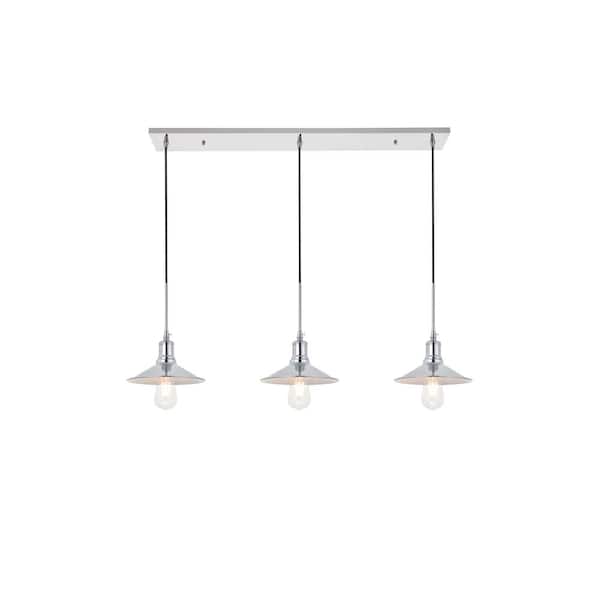 Unbranded Timeless Home Edwards 3-Light Pendant in Chrome with 9 in. W x 2 in. H Shade