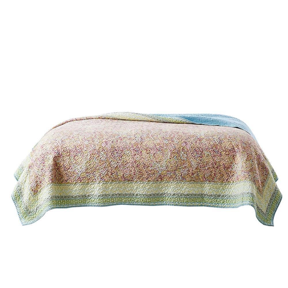 Queen Size Multicolor Microfiber Quilt Set with Pillow Shams