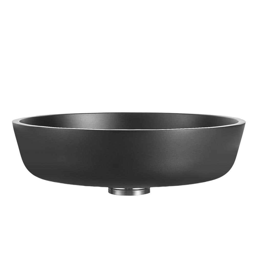 Matte Black Round Glass Above-Counter Bathroom Sink