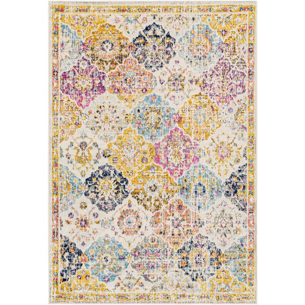 Bohemian Multicolor Floral Motif Rectangular Area Rug