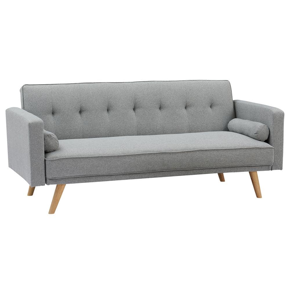 Z-joyee 71.6. in. Wide Light Gray Linen Modern Twin Size Sofa bed