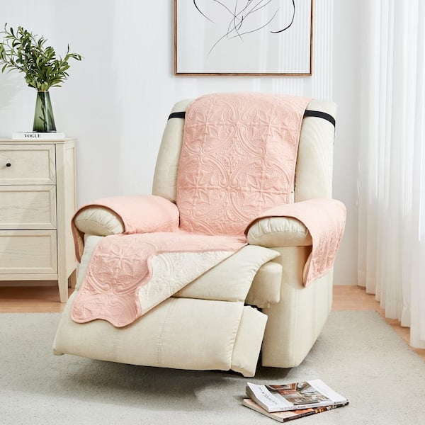 Dusty Rose / Taupe Reversible Microfiber Recliner Furniture Protector Slipcover