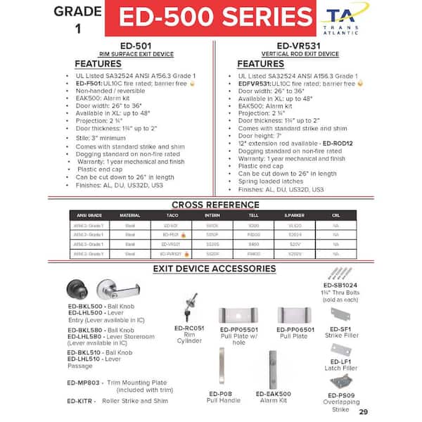 36 in. Aluminum Grade 1 Vertical Rod Exit 36 in. Aluminum Grade 1 Vertical Rod Exit
