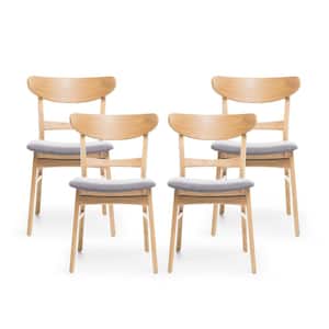 Idalia 30.80 X 20.60 X 19.60 Dark Grey and Natural Oak Fabric Upholstered Dining Chair (Set of 4)