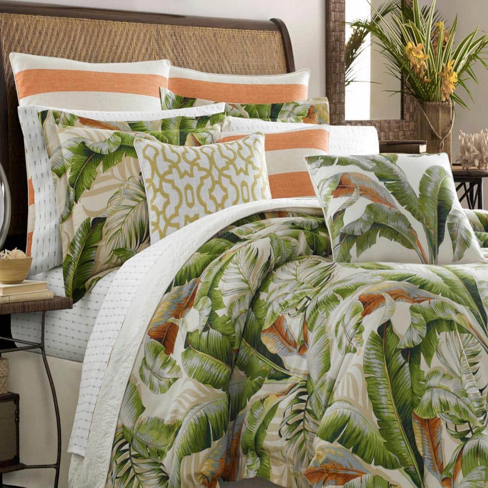 Euro Palmiers Orange and Ivory Cotton Sham