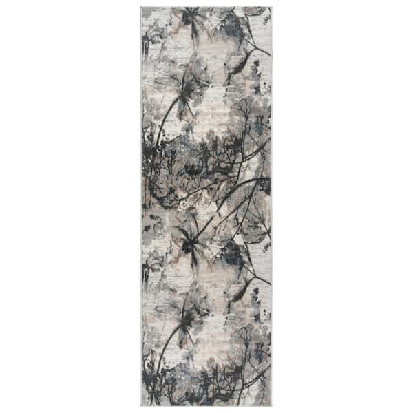 Gertmenian Quattro Scalia Gray 3 ft. x 8 ft. Abstract Indoor Runner Rug