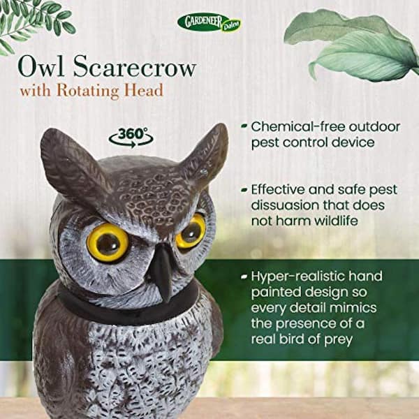 Dalen Rotating Head Owl Decoy - 18 in. 360° Spin Scarecrow
