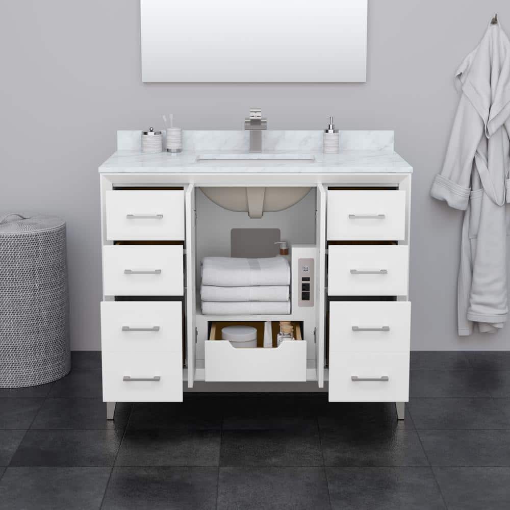 42'' White and Bronze Single Vanity with Cultured Marble Top