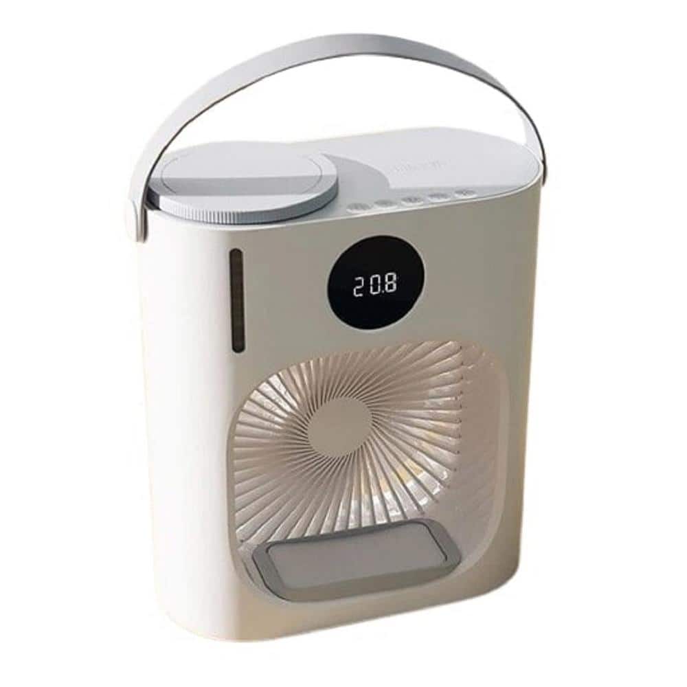 Rapid Cooling 10 in. 3 Fan Speeds Personal Misting Fan in White w/Night Lig