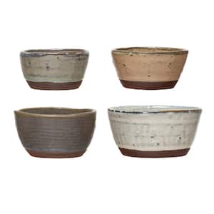 4.5 in. 7.94 fl. oz. Multi-Colored Stoneware Serving Bowls with Reactive Glaze Finish (Set of 4)
