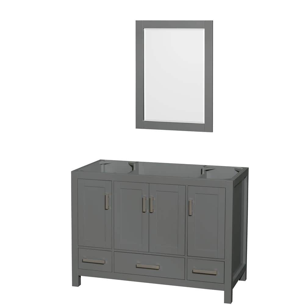 Sheffield 47 in. W x 21.5 in. D x 34.25 in. H Single Bath Vanity Cabinet without Top in Dark Gray with 24"" Mirror -  Wyndham Collection, 700161169263