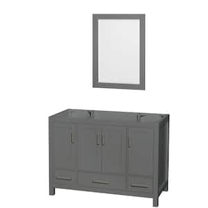 Sheffield 47 in. W x 21.5 in. D x 34.25 in. H Single Bath Vanity Cabinet without Top in Dark Gray with 24" Mirror