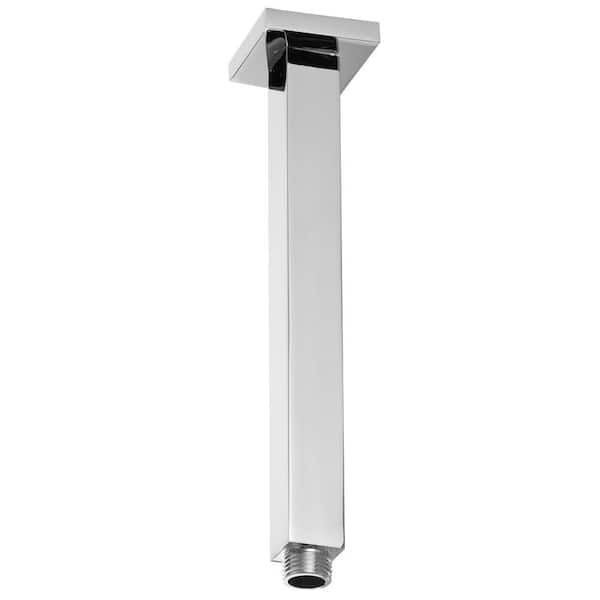 Westbrass 1/2 in. IPS x 9 in. Square Ceiling Mount Shower Arm & Flange, Polished Chrome