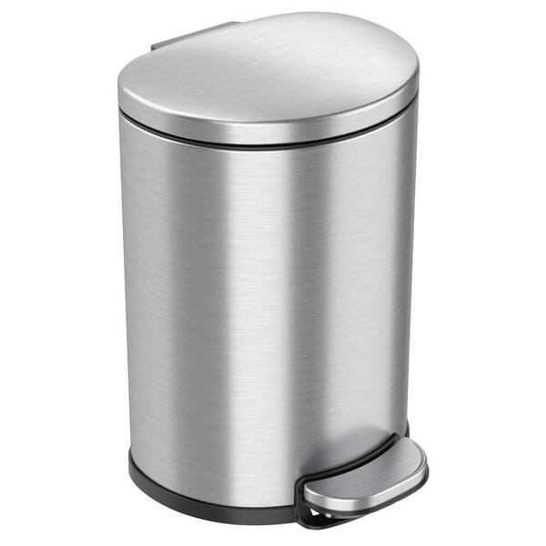 iTouchless SoftStep 2 Gal. Semi-Round Stainless Steel Step Trash