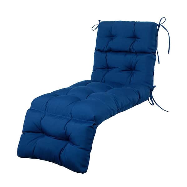 BLISSWALK Outdoor Chaise Lounge Cushions 71x24x4" Wicker Tufted Cushion for Patio Furniture in Dark Blue