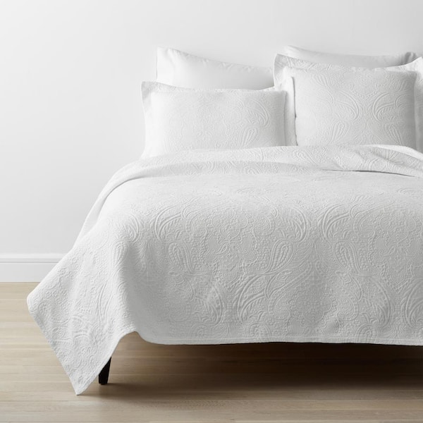 The Company Store Hillcrest Cotton Matelasse White Floral Twin Coverlet