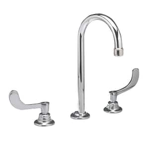 Monterrey 8 in. Widespread 2-Handle 0.5 GPM Gooseneck Bathroom Faucet with Wrist Blade Handles in Polished Chrome