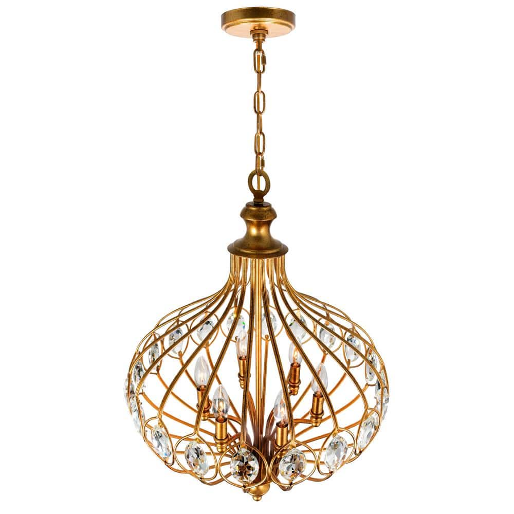 Altair Elegance 19" Antique Bronze Crystal Accented Chandelier