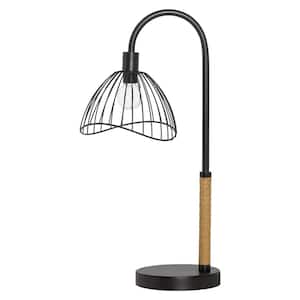 Ira 20.5 in. Black Candlestick Table Lamp with Wavy Dome Shade