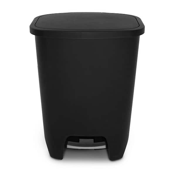 Glad 20 Gallon Trash Can - Plastic Kitchen Waste Bin with Odor Protection  of Lid - Hands Free with Step On Foot Pedal and Garbage Bag Rings, Black