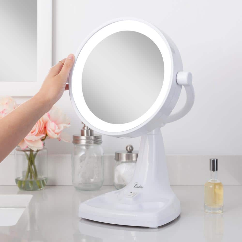 White Dual Magnification Lighted Vanity Mirror