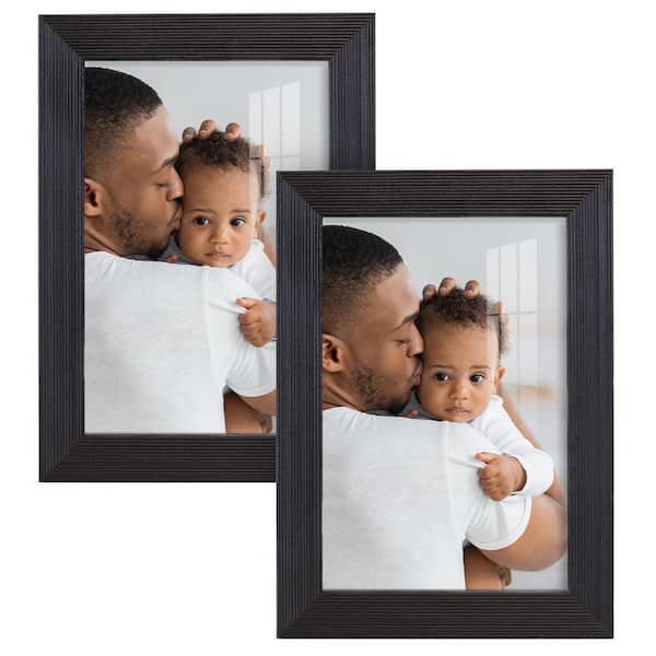 Wexford Home Grooved 5 in. x 7 in. Black Picture Frame (Set of 2 ...