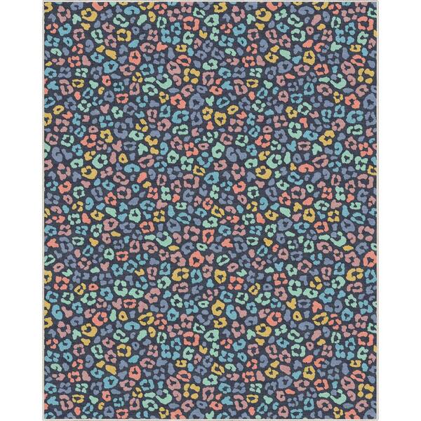 Well Woven Multi Navy 5 ft. x 7 ft. Animal Prints Leopard Contemporary Pattern Area Rug