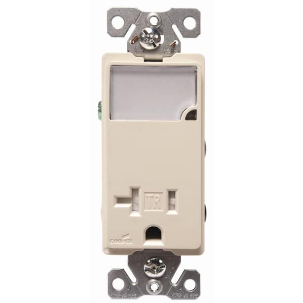 Eaton 3-Wire Receptacle Combo Nightlight with Double-Pole Tamper Resistant, Almond