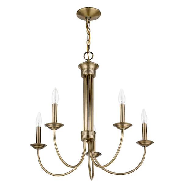 Livex Lighting Estate 5 Light Antique Brass Chandelier 42685-01