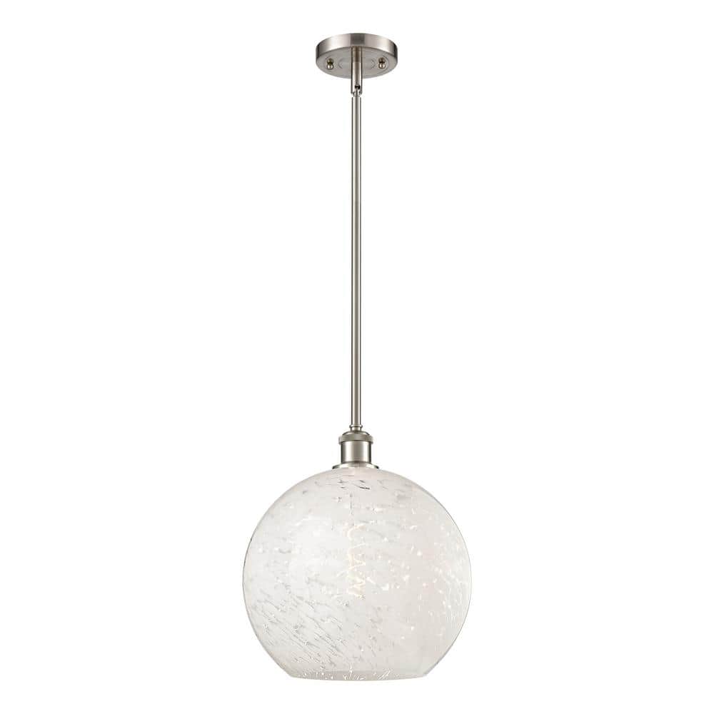White Mouchette 100-Watt 1-Light Brushed Satin Nickel Shaded Mini Pendant Light with Painted Glass Shade price history on PriceWatchPro