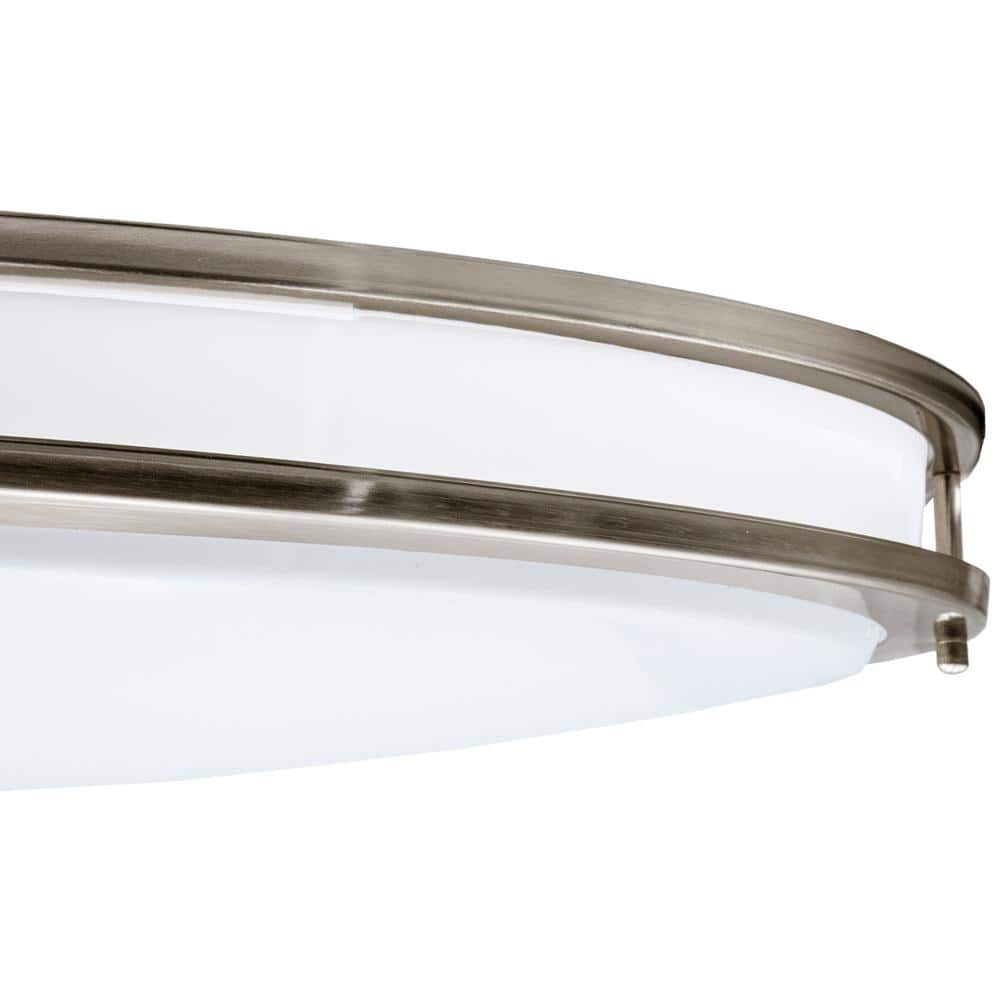 Elegant 32" Satin Nickel Oval LED Ceiling Light, Dimmable & Color Selectable