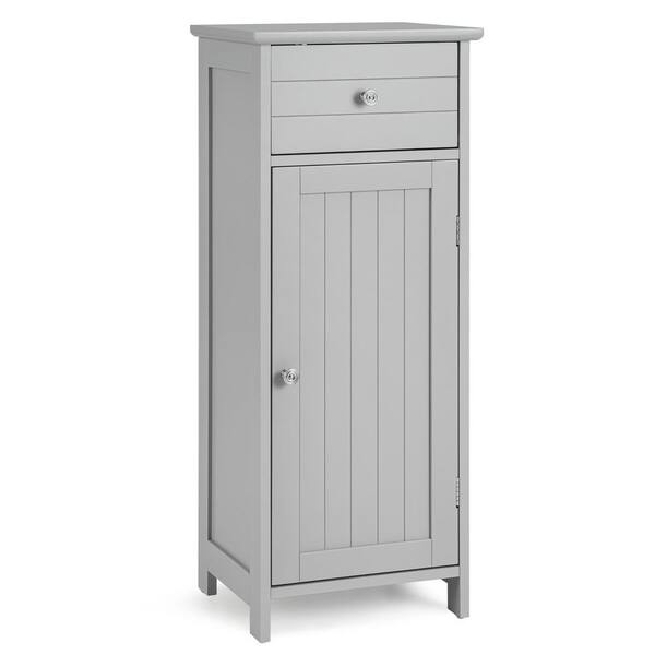 Freestanding Slim Bathroom Cabinet with Drawer and Adjustable Shelves -  Costway