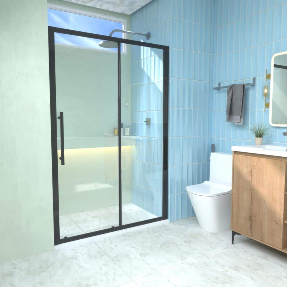44-48 in. W x 72 in. H Sliding Shower Door Matte Black Finish with 1/4 in. Tempered Glass Nano-Coating Magnetic Seal price history on PriceWatchPro