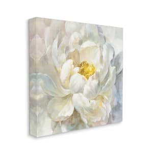 "Delicate Flower Petals Soft White Yellow Painting" by Danhui Nai Unframed Nature Canvas Wall Art Print 17 in. x 17 in.