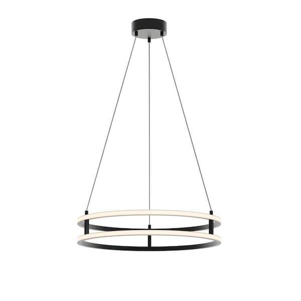 AFX Gemini 45-Watt 2-Light Black Shaded Integrated LED Pendant Light with White Acrylic Shade