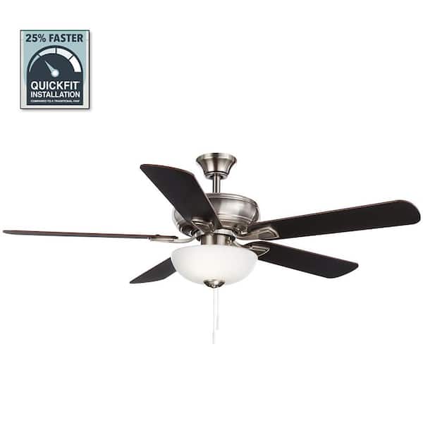 Hampton Bay Rothley II 52 in. Indoor LED Brushed Nickel Ceiling Fan with Light Kit, Downrod, Reversible Motor and Reversible Blades
