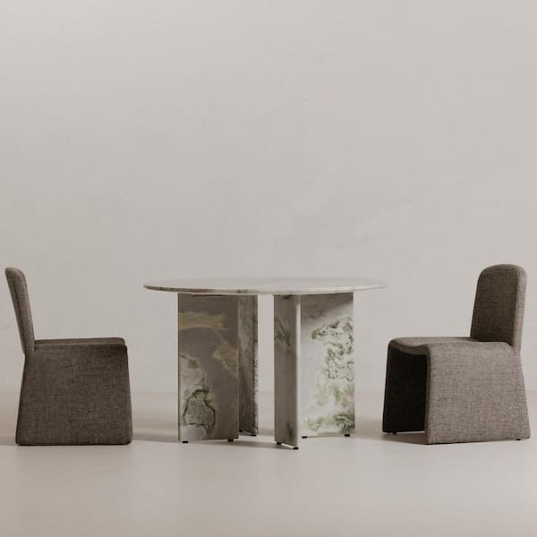 Amaryllis Contemporary Green Onyx Marble 48 in. 4-Legs Round Dining Table, (Seats-4)