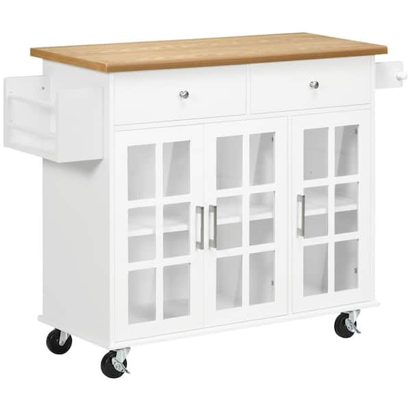 HOMCOM White Utility Kitchen Cart with Storage