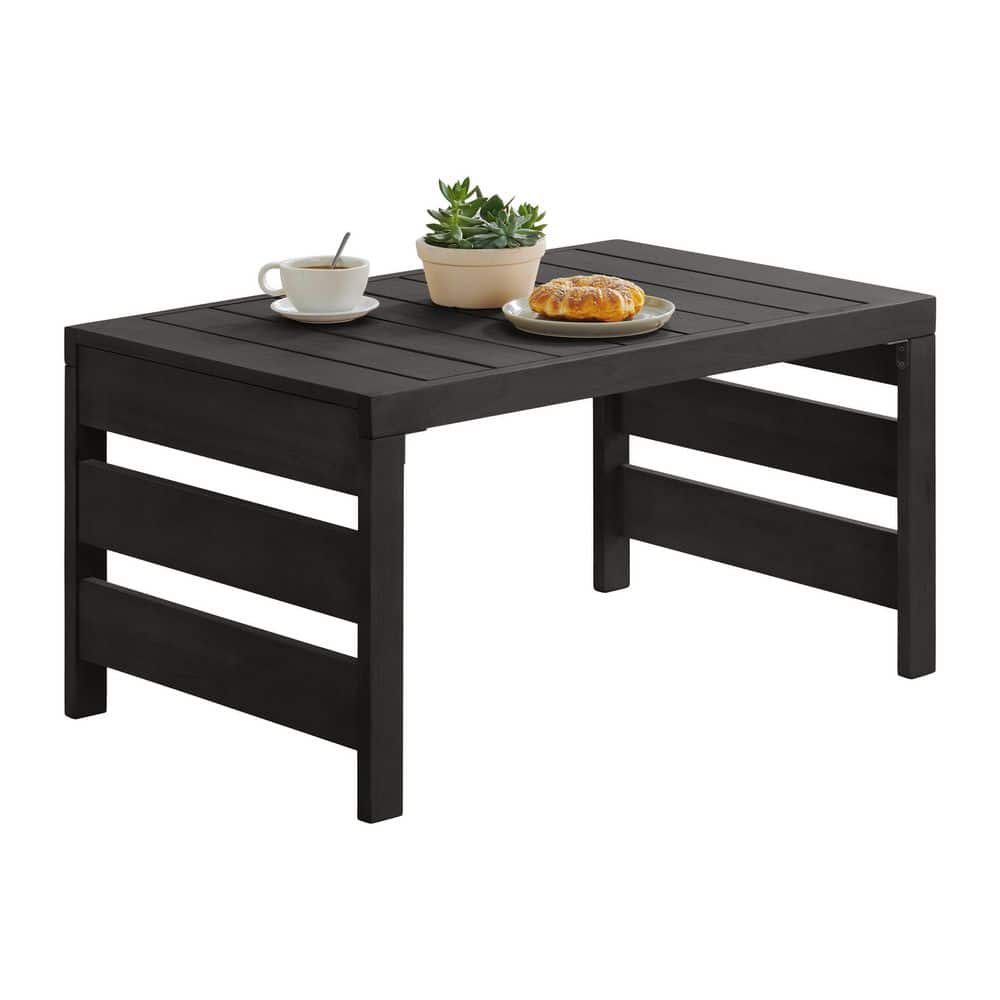 37x24x19 in. Eucalyptus Wood Outdoor Coffee Table, Black Small Outdoor Table with Slatted Tabletop price history on PriceWatchPro