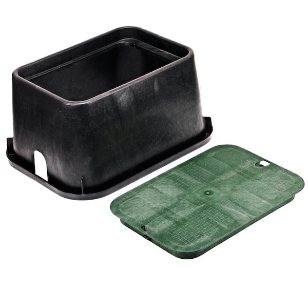 15 in. X 22 in. Rectangular Jumbo Valve Box and Cover, 12 in. Height, Black Box, Green ICV Cover