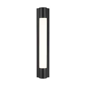 Loring 5 in. W x 27 in. H 1-Light Midnight Black Dimmable LED Medium Vanity Light Bar with Milk Glass Shade