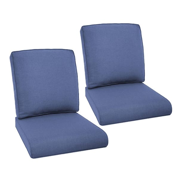 Gymojoy 22 in. x 24 in. Deep Seating Outdoor Lounge Chair Replacement Cushion and Back Pillow in Blue (Set of 2)