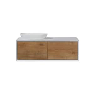 47.24 in. W x 21.65 in D. x 20.47 in. H Bath Vanity in Oak and White with White Vanity Top with White Basins