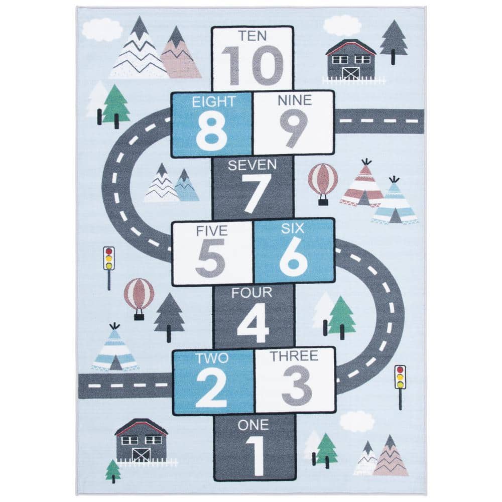 Kids Playhouse Gray/Blue 4 ft. x 6 ft. Machine Washable Novelty Area Rug price history on PriceWatchPro