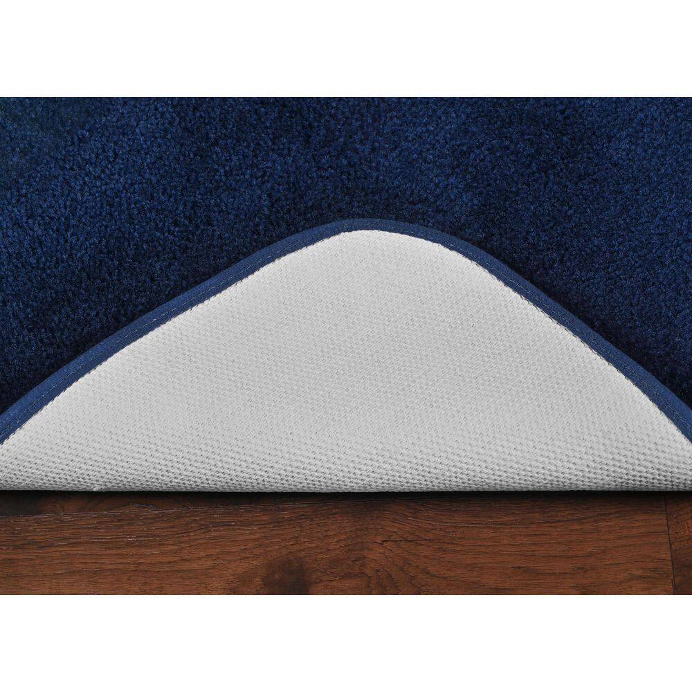 Navy Plush Nylon 2-Piece Washable Bath Rug Set