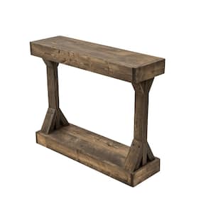 Barb 38 in. Dark Walnut Rectangle Wood Console Table with Storage